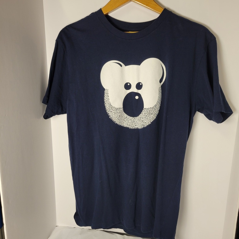 Next Level Apparel Mens Navy Blue Bearded Koala Graphic T-Shirt Size L